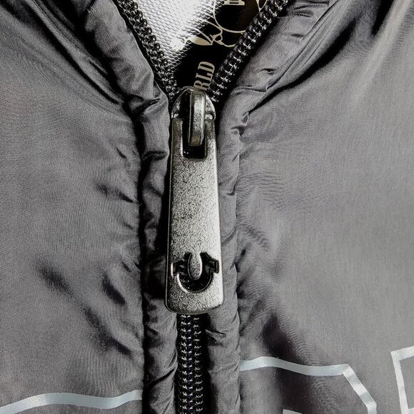 NWT TRUE RELIGION Jacket Coat Colorblock Sherpa Logo WHITE & BLACK size S Fleece - Picture 8 of 12